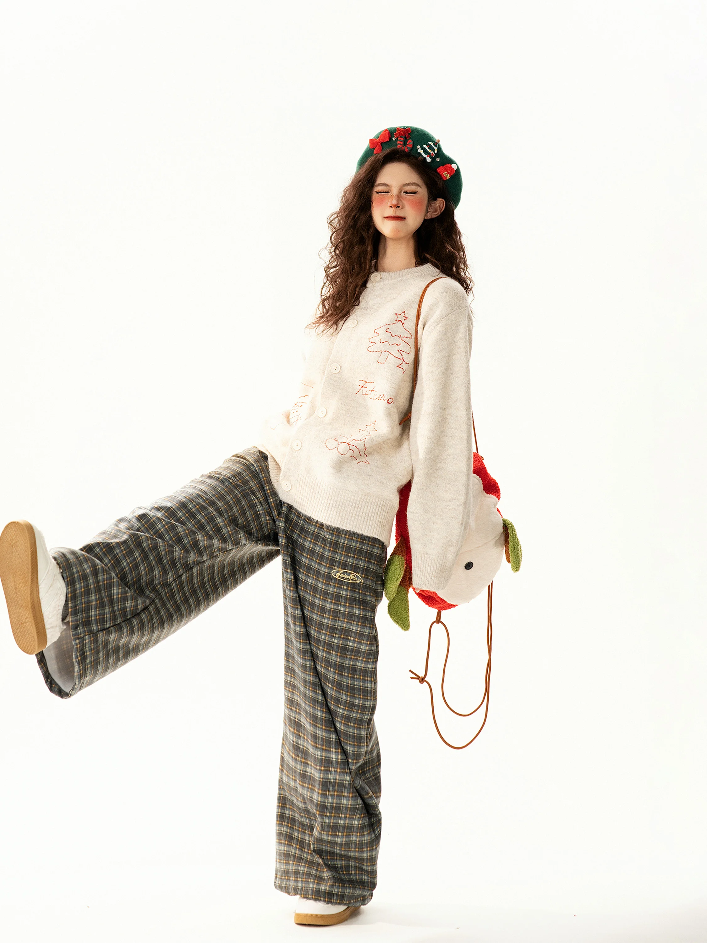 

Ретро-кардиган Cisas для женщин: осенне-зимний свободный вязаный жакет, модный универсальный свитер с круглым вырезом и длинными рукавами