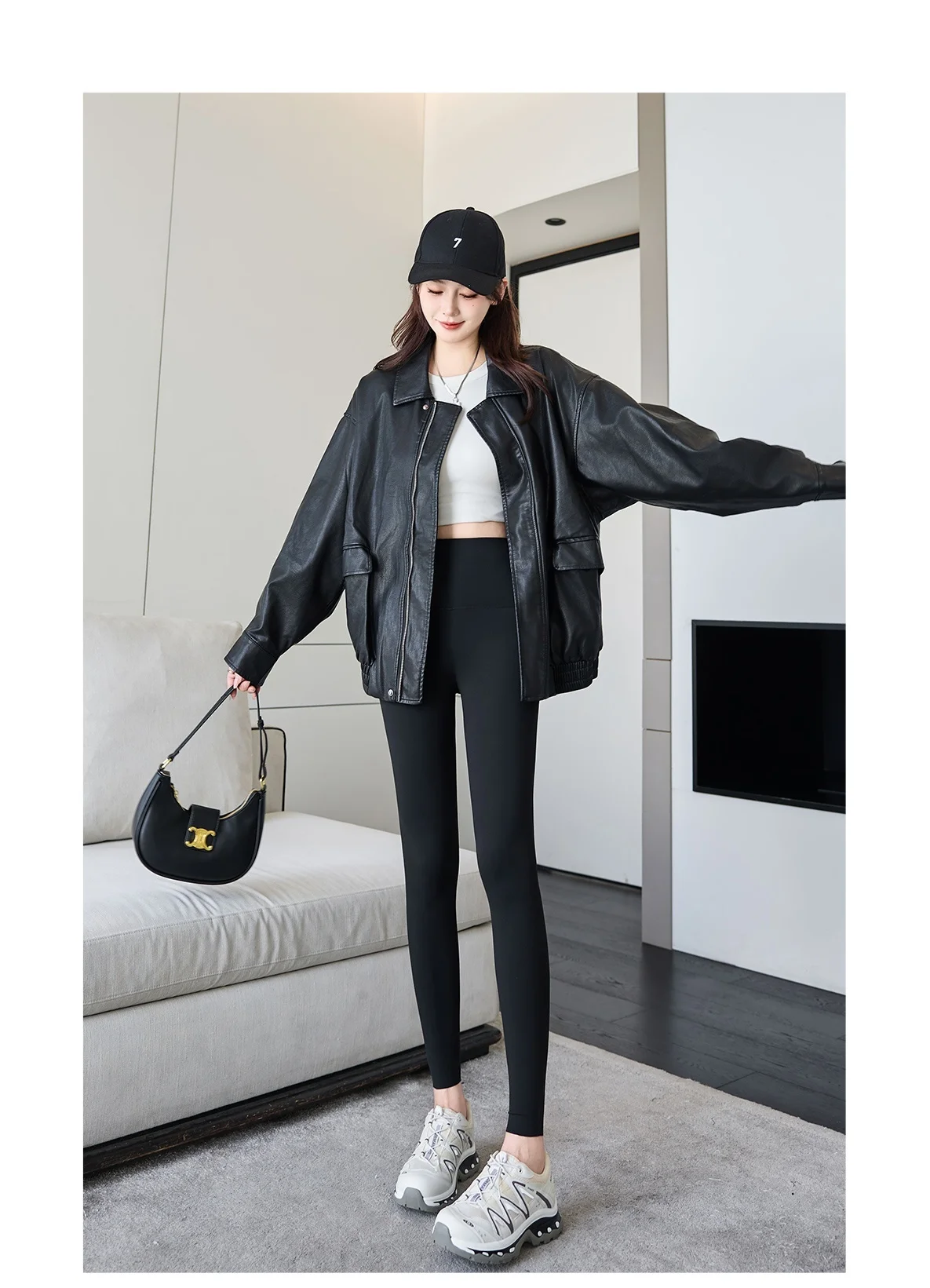 Pantaloni da yoga Donne di alta qualità Colori dritti Peluche ad asciugatura rapida Donna-Solido Autunno Ragazza Sette piedi Luminoso Scolpire Coscia bassa