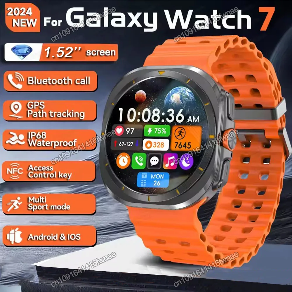 Новый Galaxy Watch 7 Ultra Smart Браслет Мужской GPS Trackr NFC HD Сенсорный экран Bluetooth-вызов Монитор здоровья Смарт-часы для Samsung