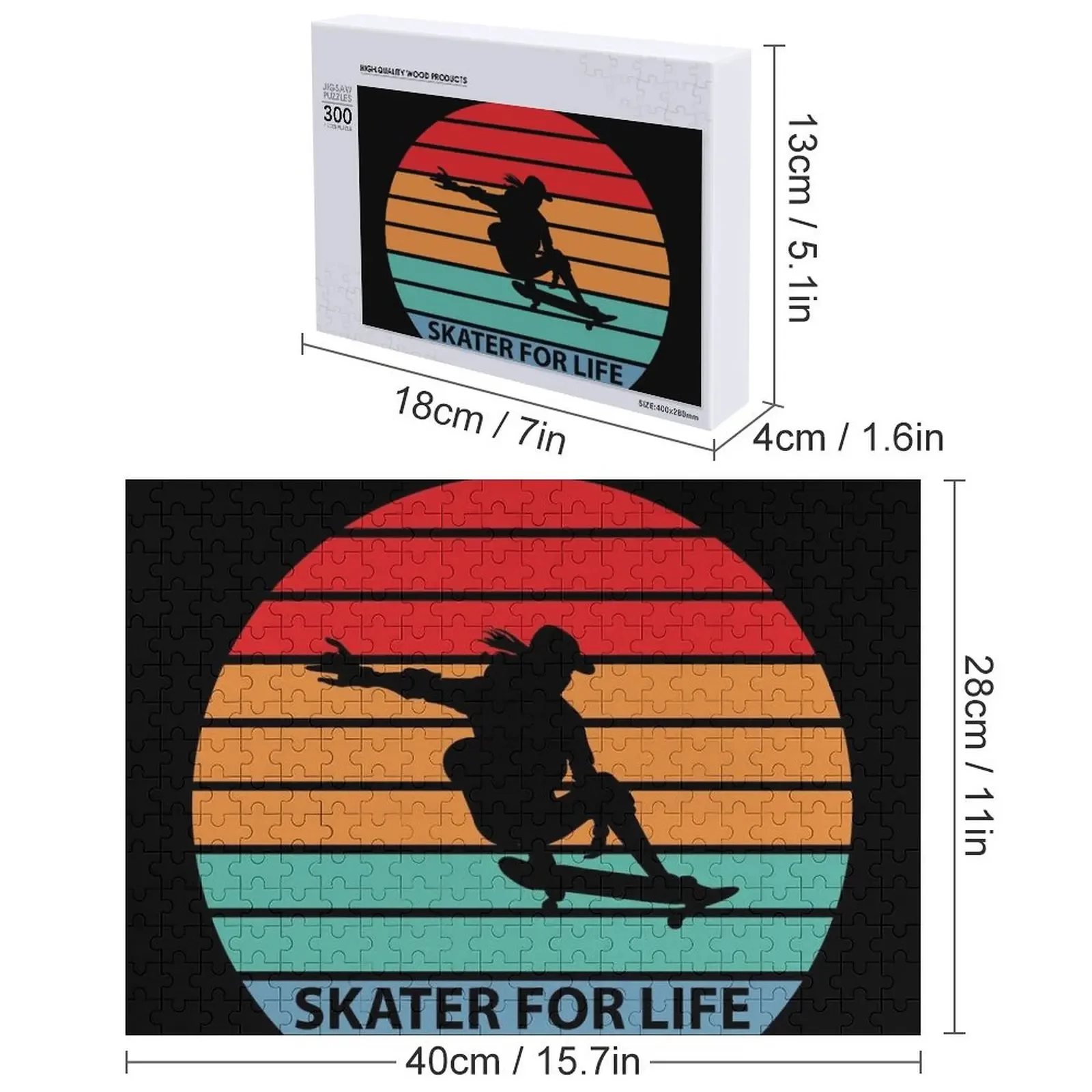 레트로 스케이트보드 선물 - 스케이터 포 라이프 직소 퍼즐 사진 맞춤 사진 나무 사진 맞춤형 퍼즐