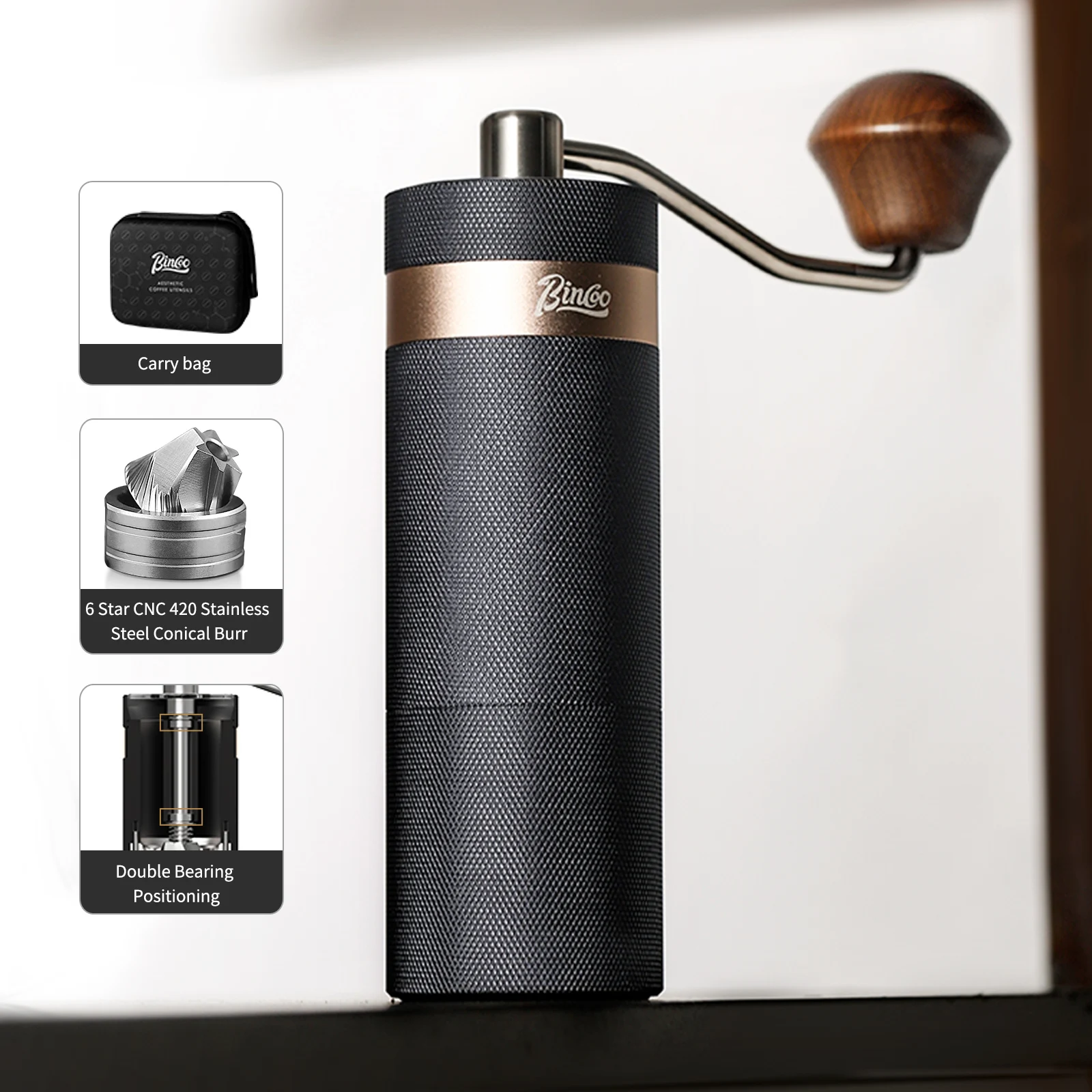 

Manual Coffee Grinder,Hand Espresso Grinder with Stainless Steel Conical Burr,Coffee Bean Grinder with Portable Carry Bag