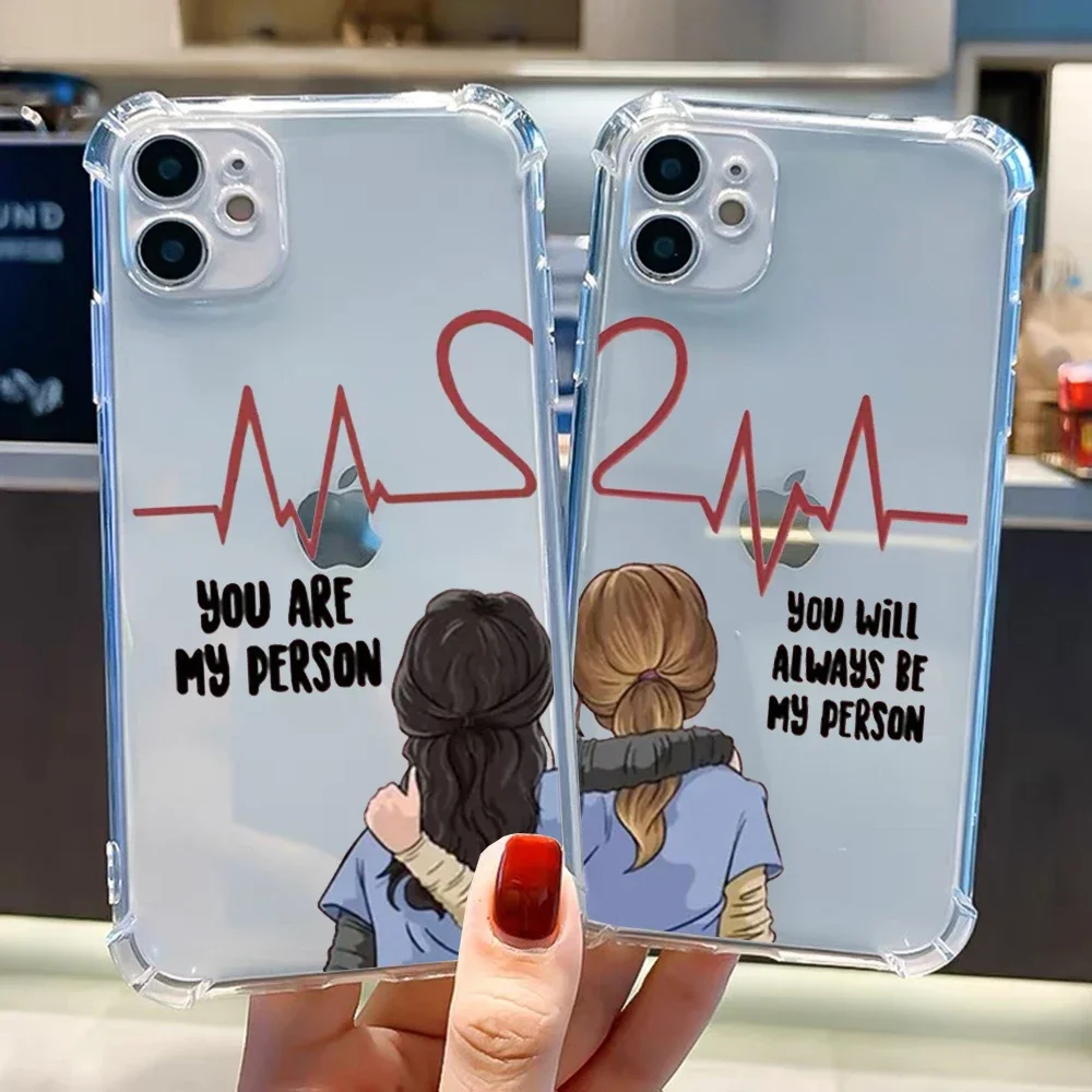 Greys Anatomy Clear Transparent Couple Phone Case for iPhone 15 14 11 12 13 Mini Pro XS MAX 8 7 Plus X SE XR Lovers Paired Cover