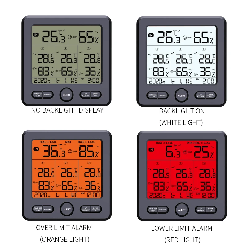 Digital Wireless Weather Station LCD Thermometer Hygrometer Temperature Humidity Monitor USB Powered Alarm