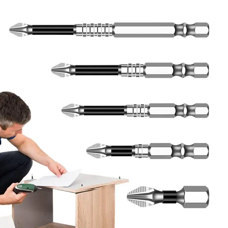 

5pcs 25-90mm 5A Screwdriver Bit Set Magnetic Ergonomic Screwdriver Bits Wear-Resistant Drill Supplies Electric Accessories