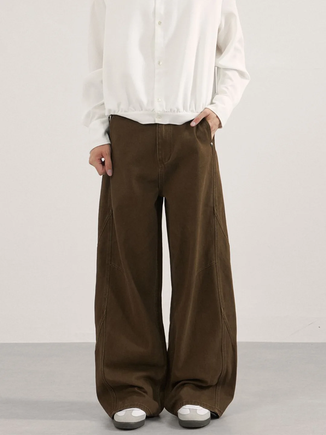 Retro American Washed Men's Jeans Loose Straight Leg Floor-Length Casual Long Pants Spring Trend Vintage Straight Tube Trousers
