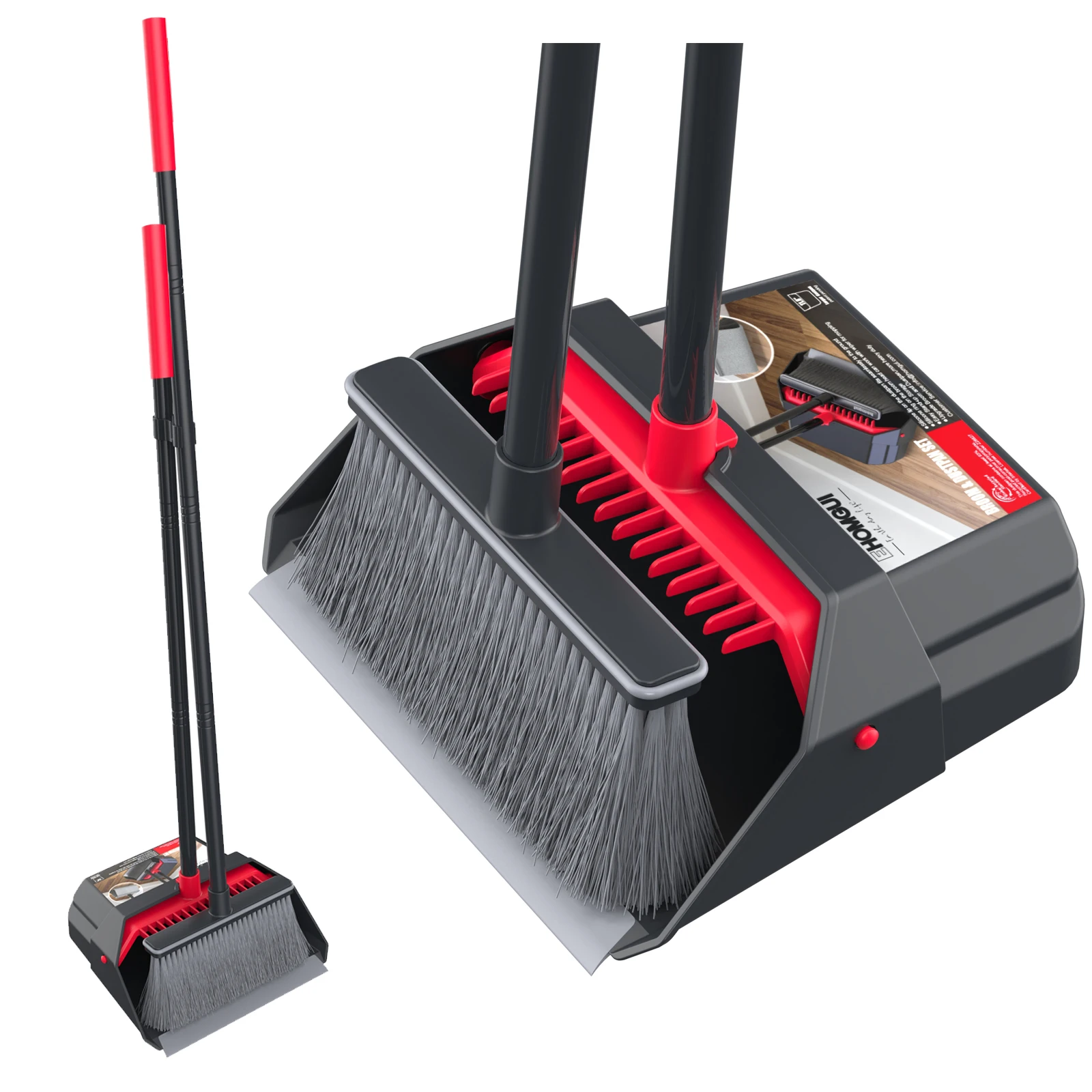 Household Broom and Dustpan set-Combination with Long Handle Foldable Duatpan and Floor Brush