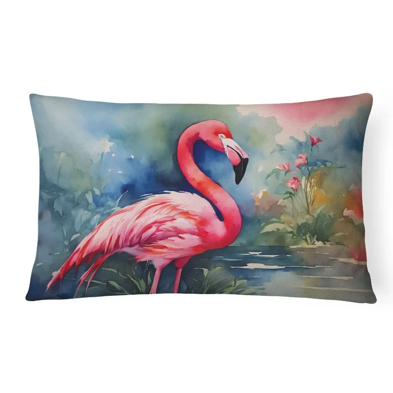 

Water Resistant Flamingo Throw Pillow 12x16 Inch Washable Polyester Colorfast Indoor Outdoor Couch Bed Patio Decorative Pillow