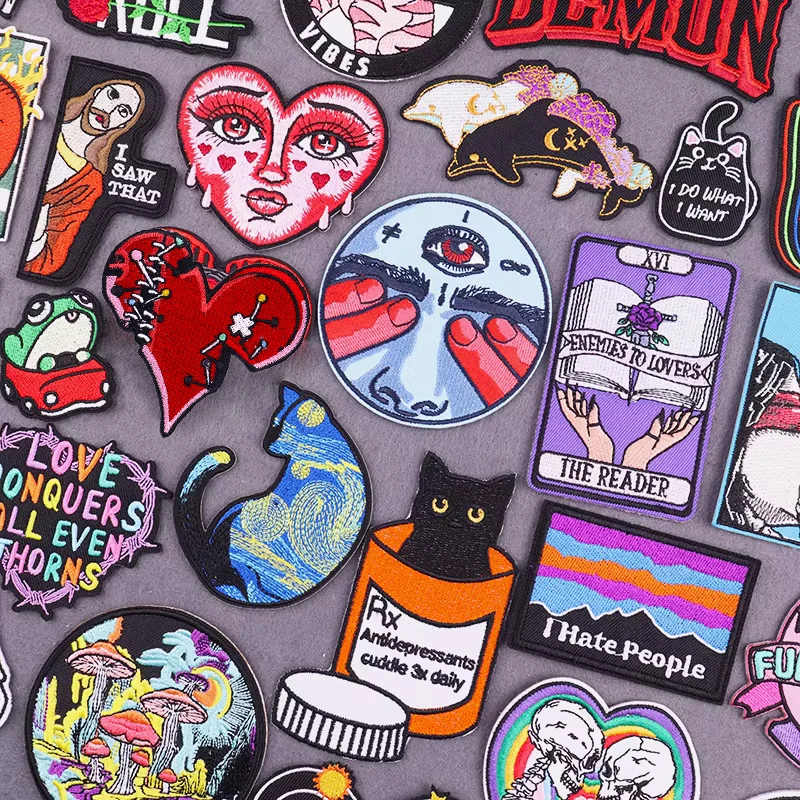 أعمال فنية تجريدية بقع تكتيكية للجينز ، بقع مطرزة للملابس ، قارئ مكواة على رقعة ، شعار روك ، زين شعار #1