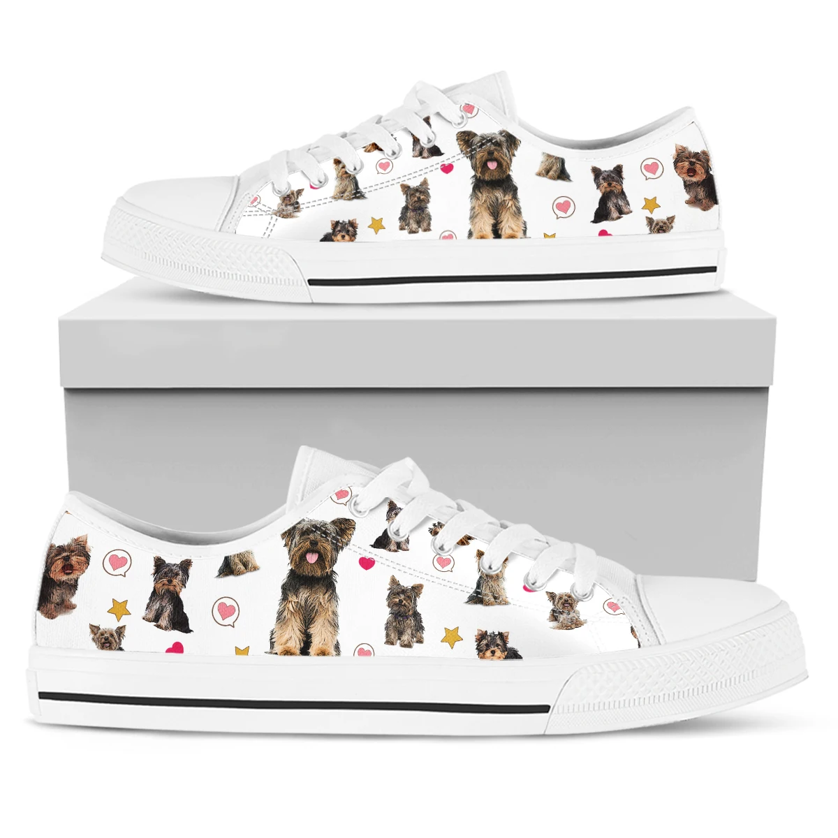 ELVISWORDS Cute Yorkshire Terrier Printed Low Top Women's Shoes Dog Lovers Needs Custom Gifts Comfortable Casual Shoes Flats