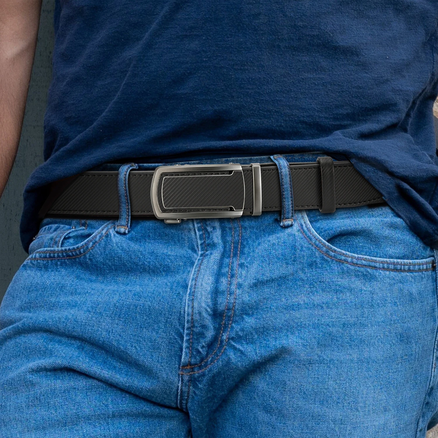 New Business Leisure Men's Alloy Square Buckle Belt Men's Luxury Designer High Quality Leather Cowboy Belt Multi Color