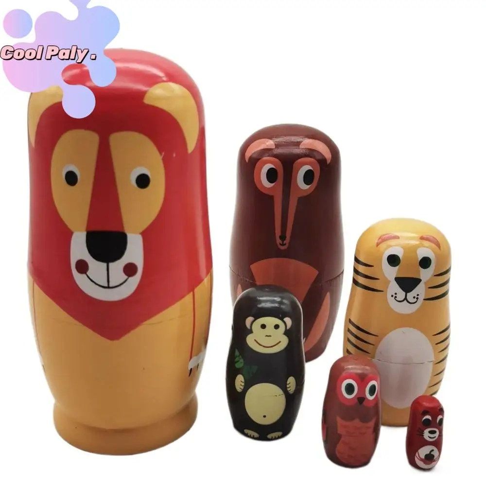 

Hand Paint Toys Wooden Russian Nesting Dolls Collection Figurines Animal Matryoshka Doll Craft Decorations