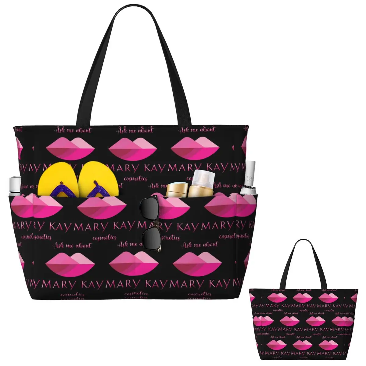 Ask Me About Mary Kay Cosmetics Beach Tote Bag Sport Gym Yoga Duffle Large Tote Bag Women Travel Bag Fitness bag