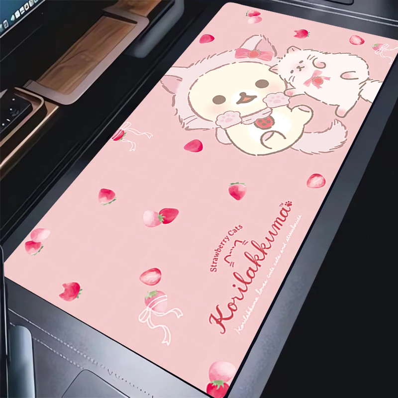 Alfombrilla de ratón para ordenador portátil, alfombrilla de ratón Kawaii de dibujos animados Korilakkuma para PC de oficina, alfombrilla para teclado de Chica de Anime Rilakkuma, alfombrilla para ratón de escritorio HD para juegos