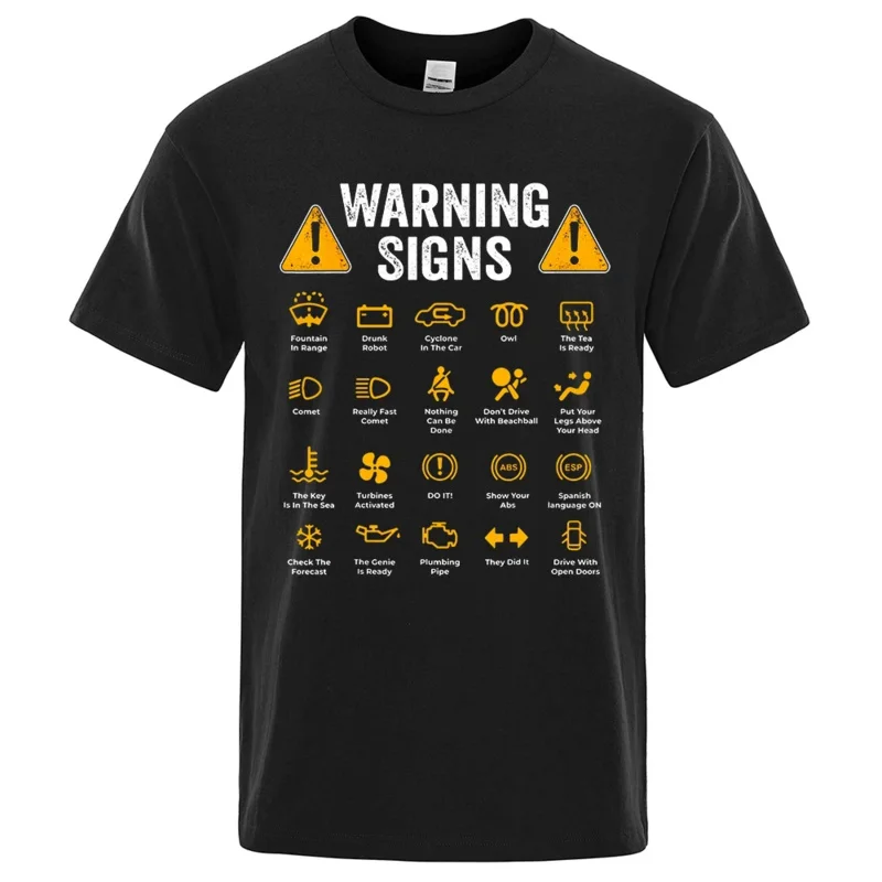 

Driving Warning Signs 101 Auto Mechanic Gift Driver Funny Print T-Shirt Fashion Big size T Shirt Cotton Mens Tops Tees 80329