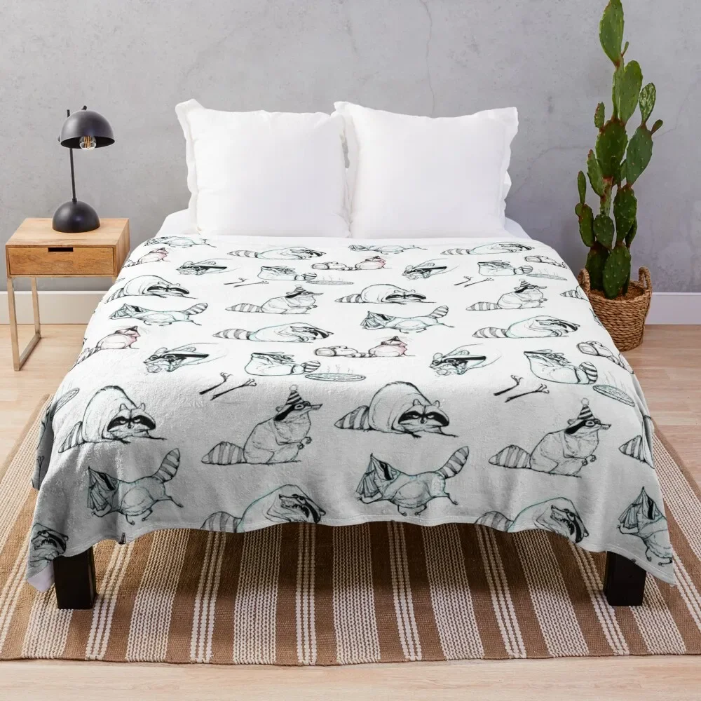 

Raccoon Comic Pattern Throw Blanket Warm Cozy Throw Blanket for Living Room Couch