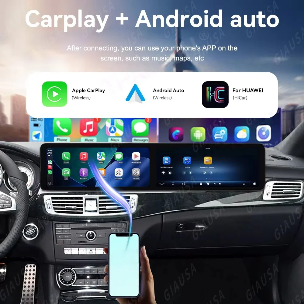 Android 13 Car Radio Dual 12.3 Inch Smart Touch Screen For Mercedes-Benz CLS 2012-2014 Wireless CarPlay GPS Navigation Car Media