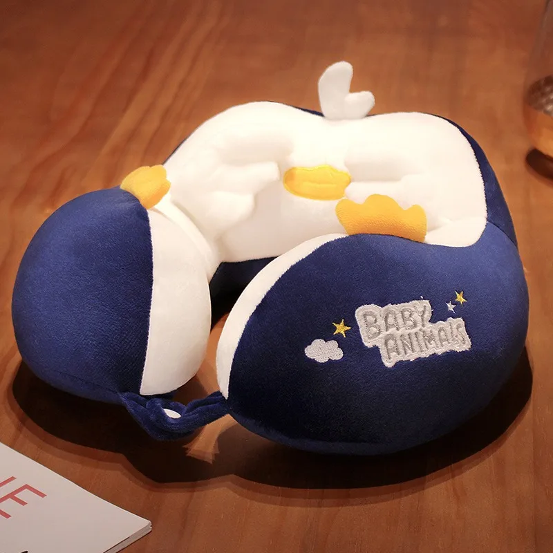 Travel Neck Pillow Cartoon Travel Neck Cushion Undeformable U-Shaped Travel Pillow Portable Airplanes Pillow for Kids Gift