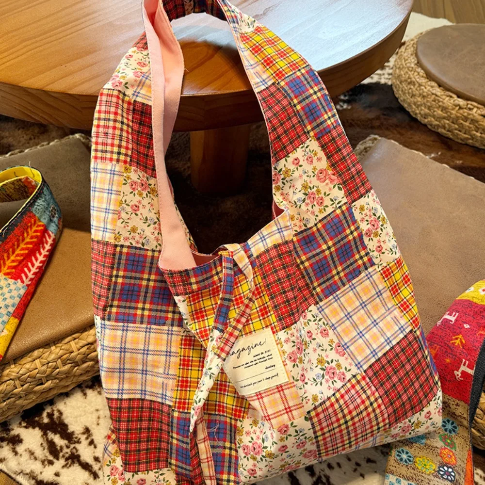 Portable Cloth Ethnic Style Vest Bag Retro Geometric Denim Shoulder Bag Large Capacity Handbag Bohemian Messenger Bag Travel