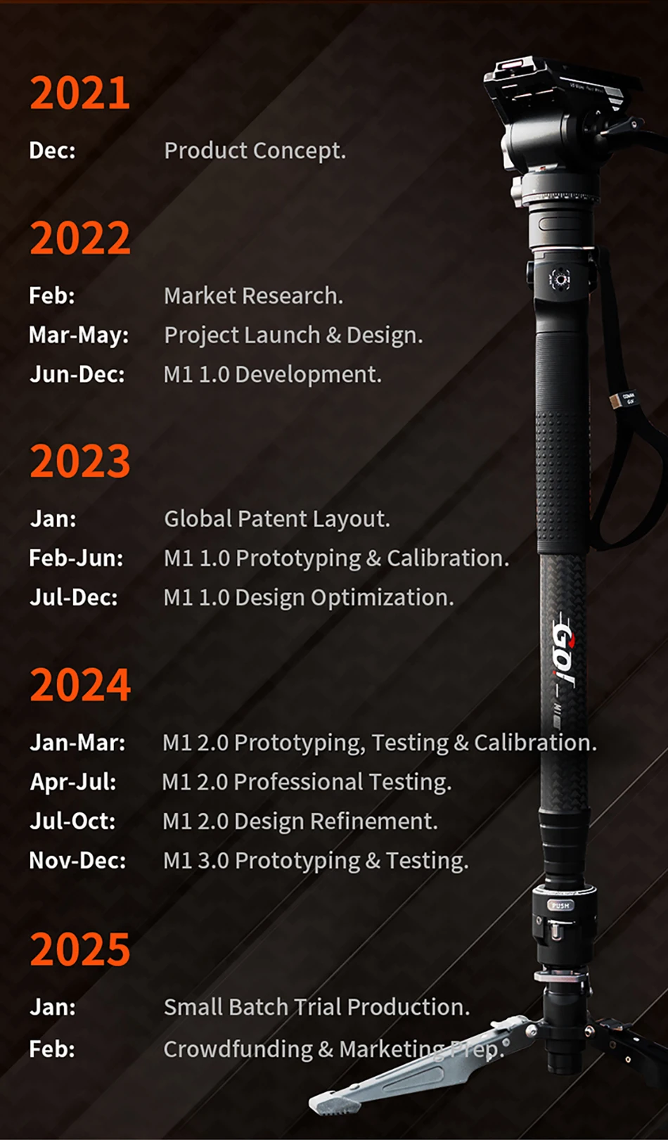 COMAN M1S Carbonfaser-Einbeinstativ Leichtgewichtige Schnellwechselplatte DSLR-Kamera Reisestativ Ein-Klick-Hebesystem – Detail 22