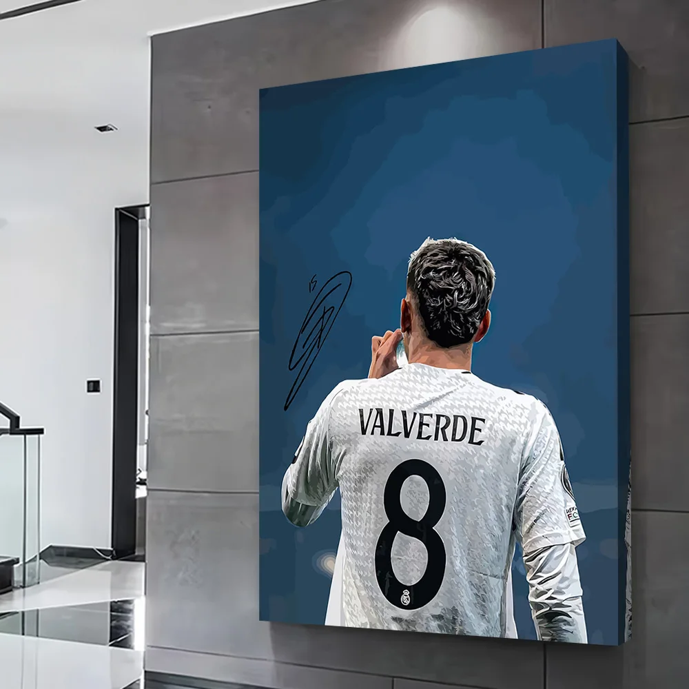 Valverde Soccer Player Portrait Printing Poster Custom Pictures Wall Art Canvas Painting Gift for Modern Living Room Paintings