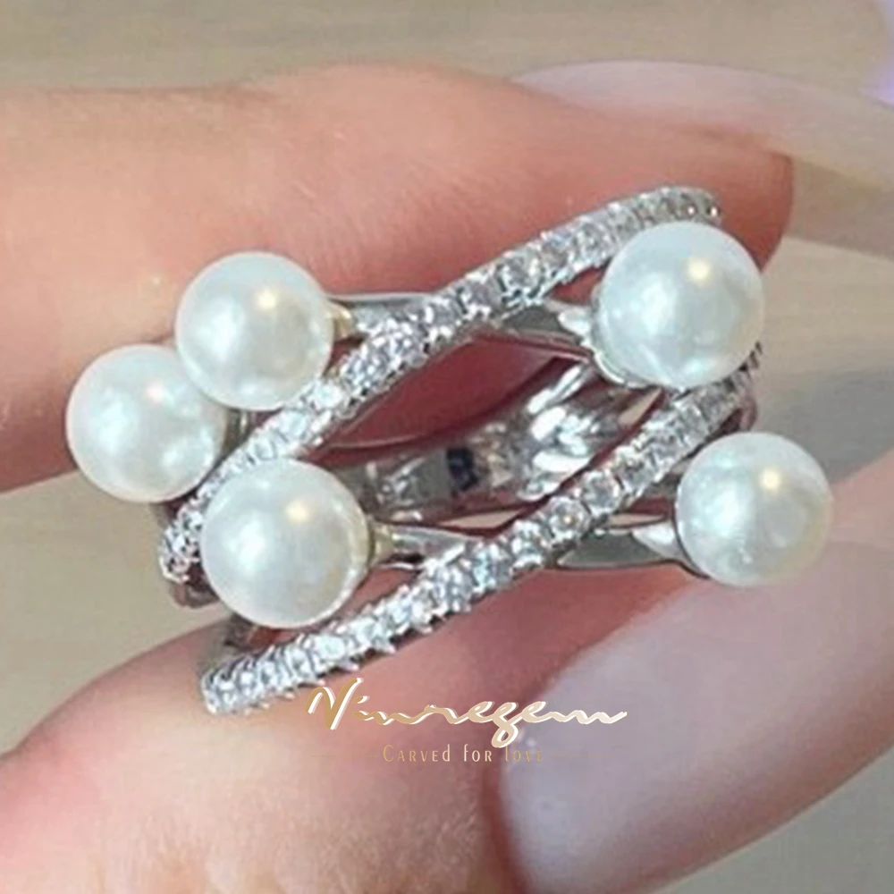 

Vinregem 5 мм жемчужное высокоуглеродистое бриллиантовое драгоценное камень романтическое 100% стерлинговое серебро 925 пробы свадебное кольцо для женщин ювелирные изделия в подарок