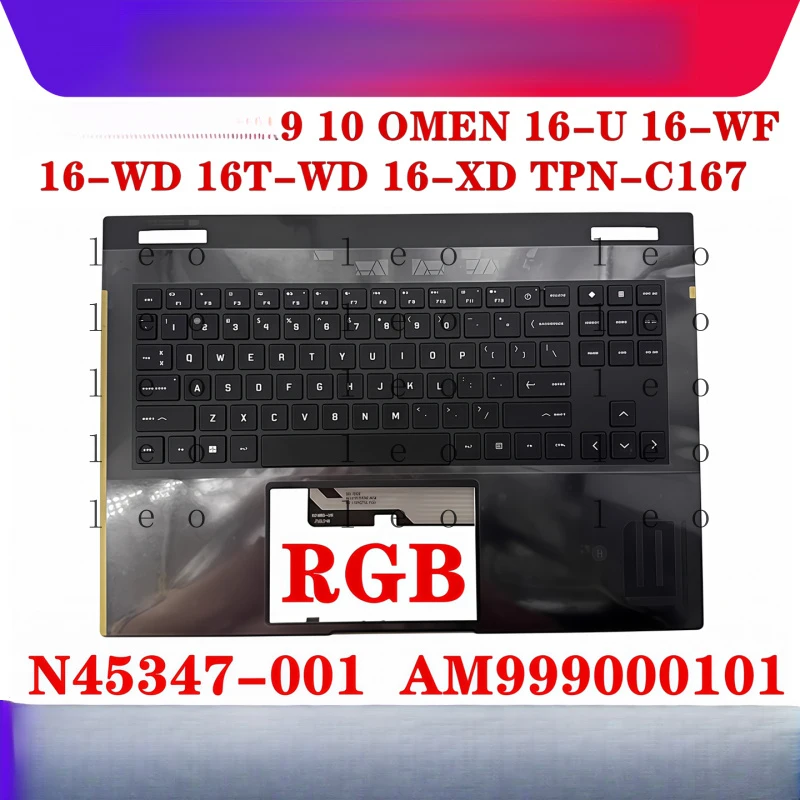 for  HP Shadow Elf 9 10 OMEN 16-WD 16-WF 16-XD 16-XD0000 C shell RGB backlit keyboard case N45347-001 AM999000101