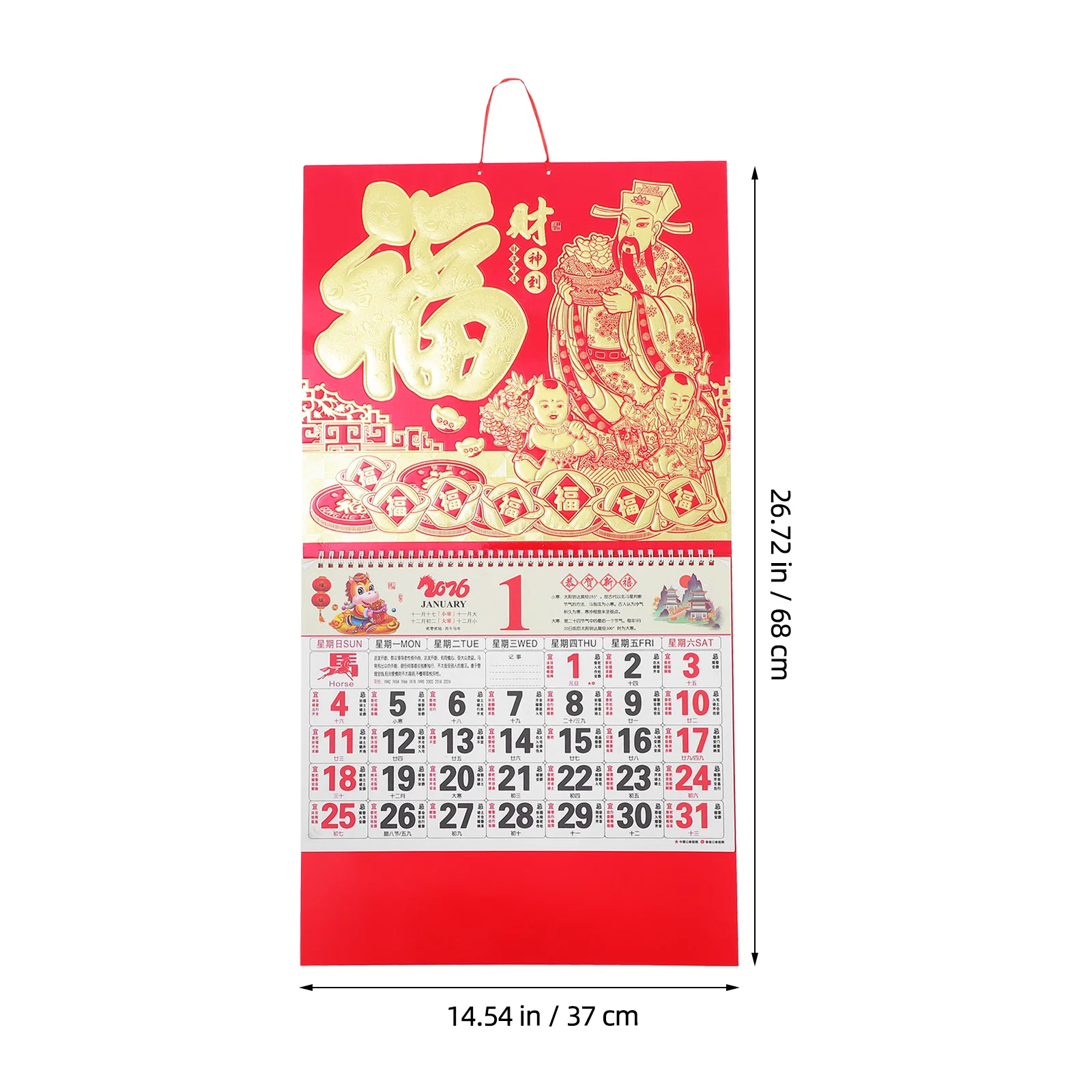 2 pezzi 2026 calendario da parete cinese appeso tradizionale cavallo zodiacale date lunari Feng Shui buona fortuna Capodanno Home Office