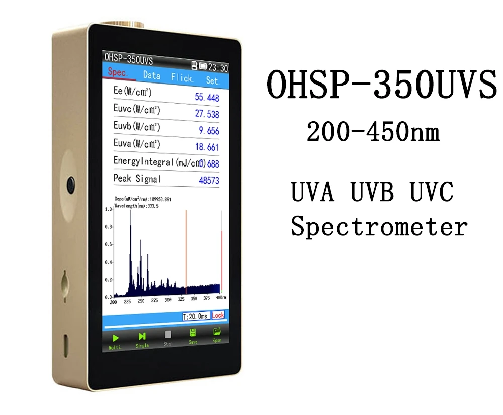 Portable Spectrometer 222nm UVA UVB UVC Meter FAR UV lamp Meter Tester