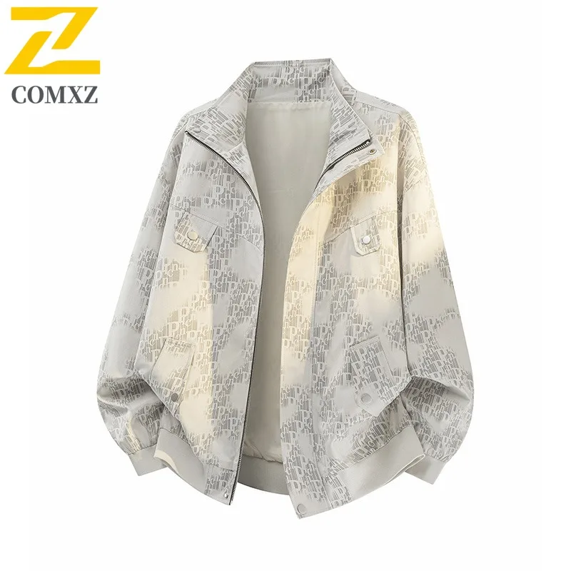 

Men Casual Stand Collar Jacket Windproof Workwear Outdoor Spring Autumn Tactical Utility Classic Style Lightweight Street Coat