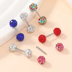 2Pcs 3mm/4mm/5mm/6mm Stainless Steel Round Ball Crystal Zircon Ear Studs Earrings For Women Shiny Ear Cartilage Piercing Jewelry