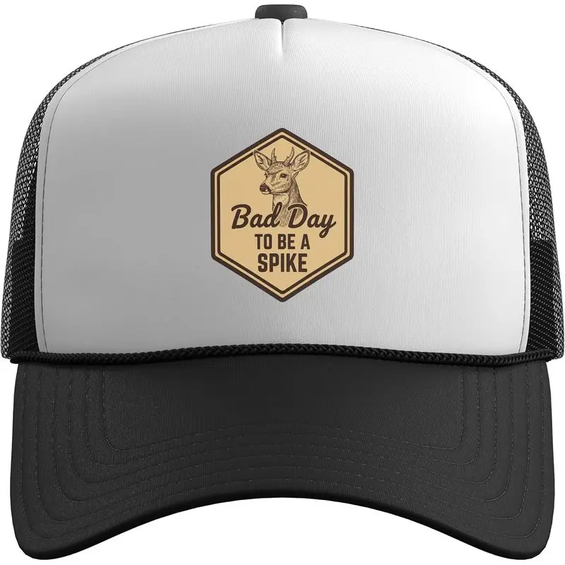 Bad Day to Be A Spike Deer Hunting Funny Outdoors Trucker Hat with Adjustable Mesh Back