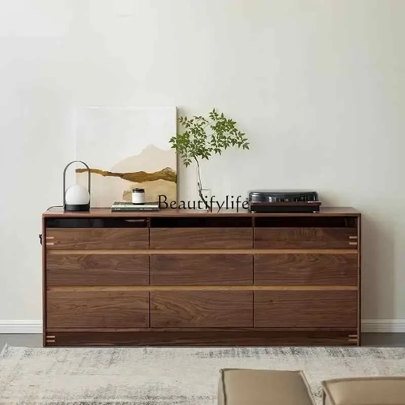 

yj58 North American black walnut log nine chest cabinet Japanese storage locker