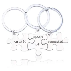 3 Pcs-set Vintage We Will Be Always Connected Keychain For Woman And Man Geometric Friendship Party Jewelry Accessories Gift