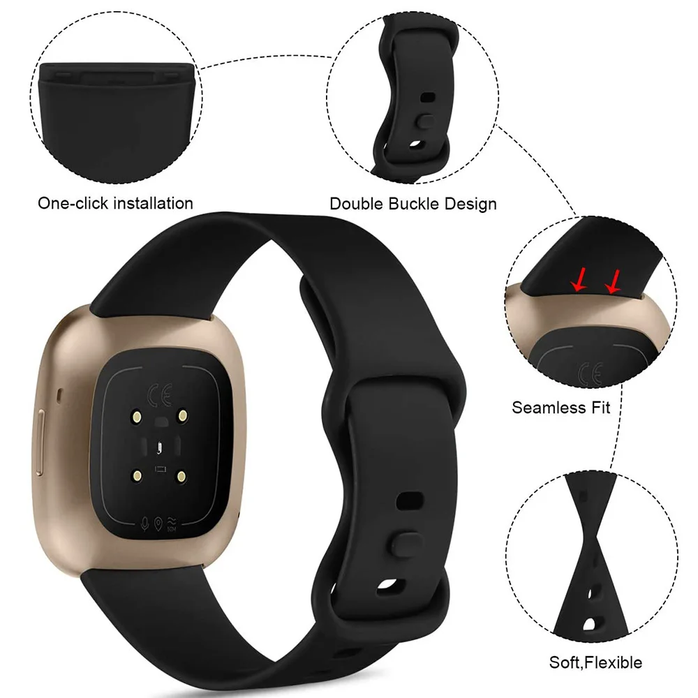 Bracelet en silicone pour Fitbit Versa 3, bracelet de rechange pour Fitbit Versa 4, fouet Fitbit 2, accessoires de bracelet de montre Smartwatch