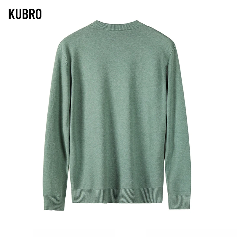 KUBRO Korean Fashion Men's Round Neck Sweater Knitted Bottoming Shirt Autumn Winter New Wool Warm Slim Casual Versatile Pullover