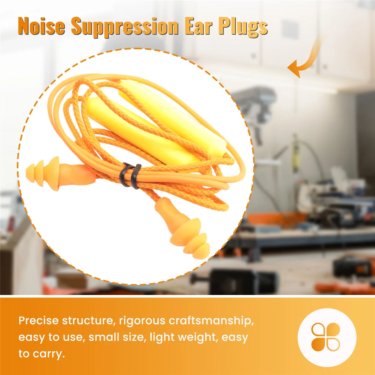 CHCH Ear Plugs Bluetooth Earphone for Work, Noise Suppression, Hearing Protection,Construction Sites, Noisy Places Orange