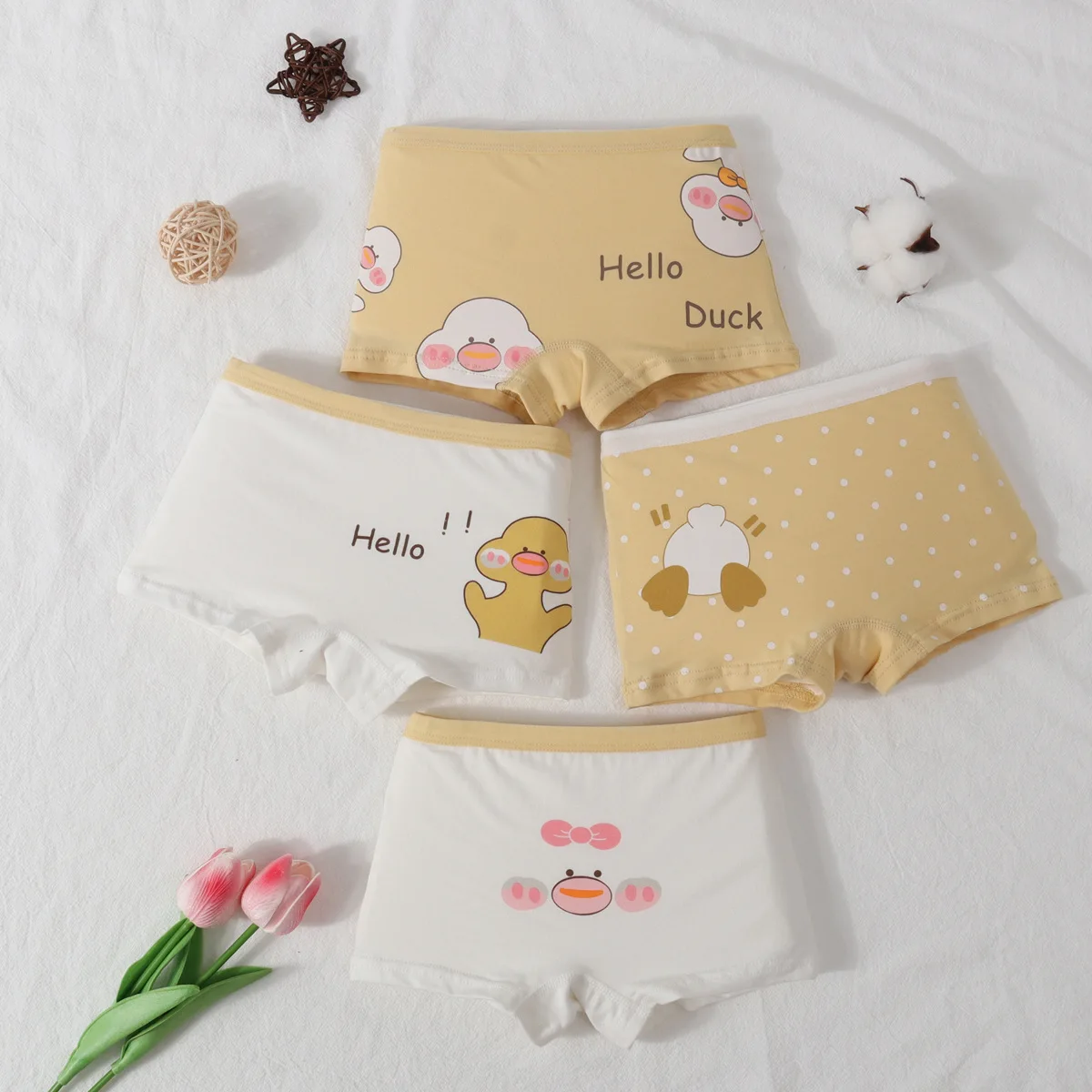 4Pcs Baby Girls Cartoon Printing Underpants Kids Underwear Cotton Panties Toddler Children Underwear 3-8Years 2024