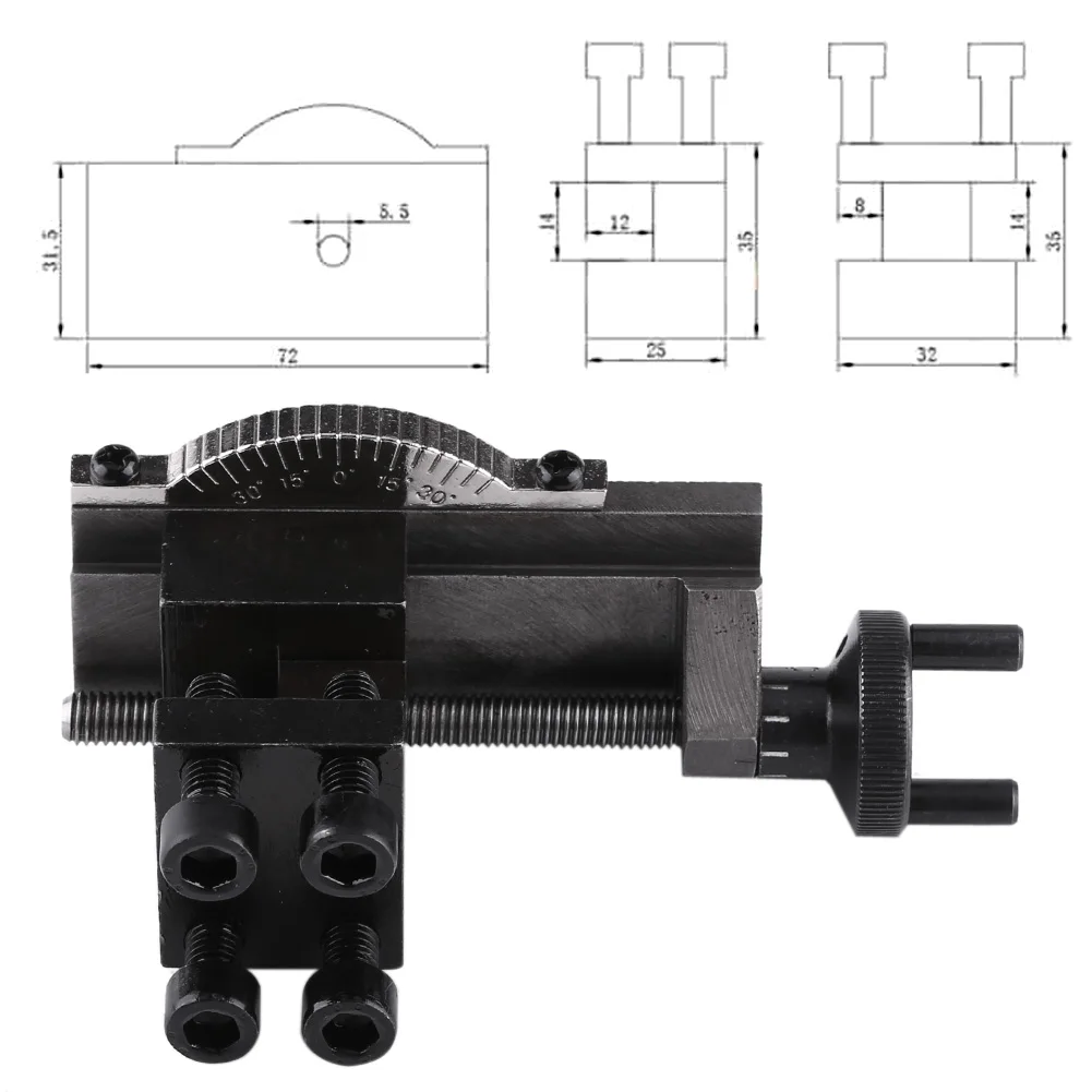 ini Micro Lathe Tool Holder Accessories 30 Degree Rotatable S/N : 10154 for SIEG C0 Mini Lathe