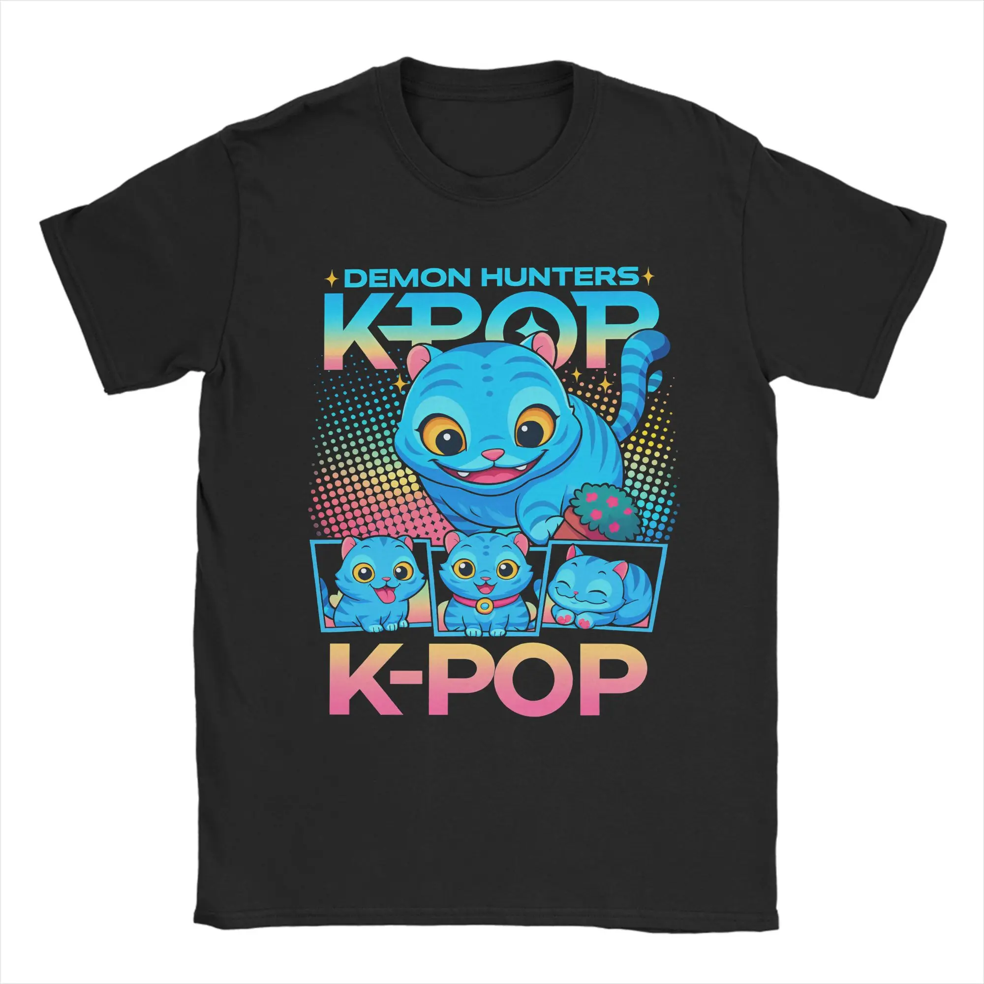 

Забавные футболки с анимацией Kpop Demon Hunters, мужские хлопковые футболки с круглым воротником Huntrix Saja, футболки с короткими рукавами для мальчиков, летняя одежда