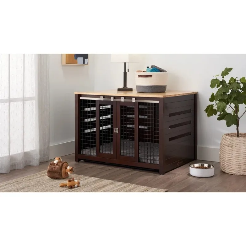 Household Medium Dog Cage  Separation Small Dog with Wooden Shiba  Fence Indoor Toilet