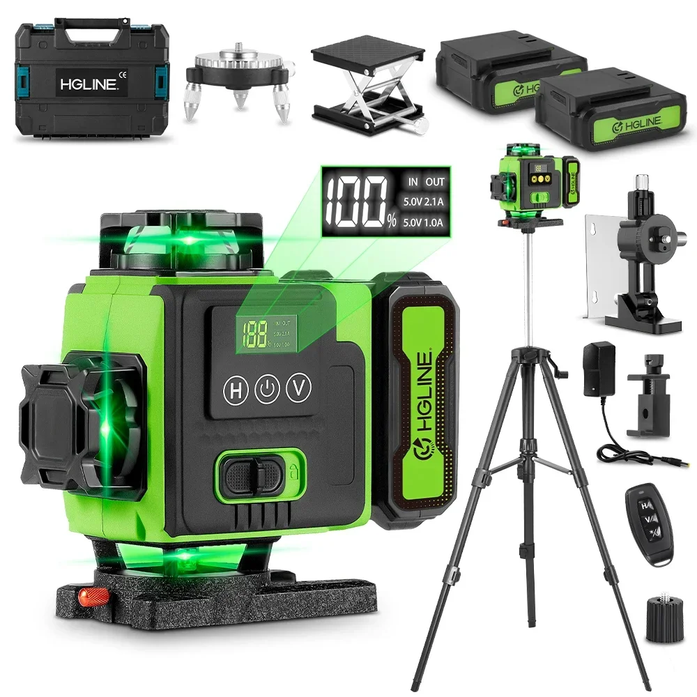 4D 16 Lines Laser Level Self-leveling 360° Horizontal Vertical Super Powerful green Beam Laser Level APP Remote Control