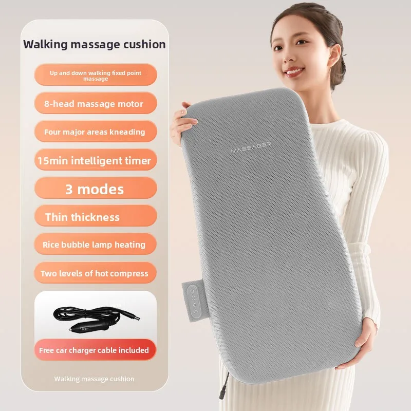 Ultra Thin Long Full Back Massager Neck Shoulders Waist Dual Use Kneading Cushion Portable Travel Kneading Massage Cushion Home