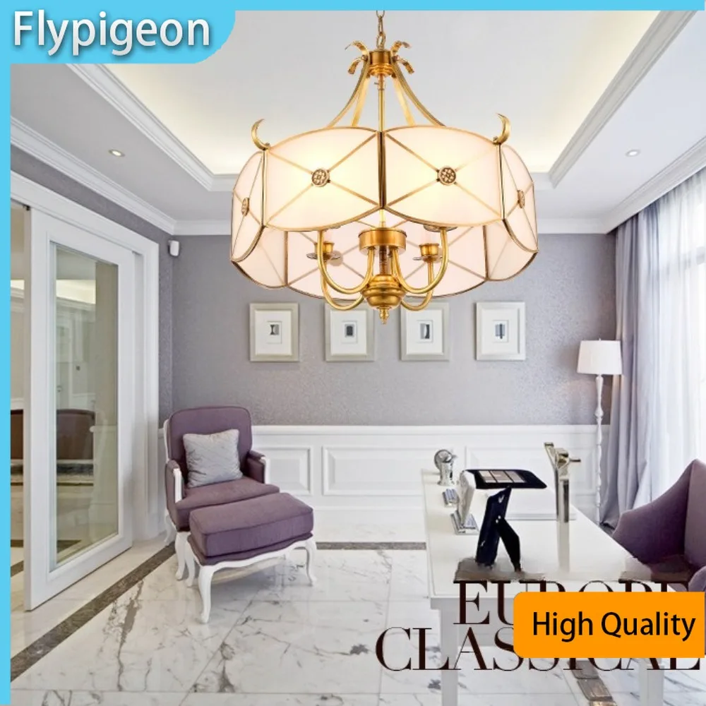 

American Retro Brass Chain LED Pendant Light Luxury Vintage Hanging Lamp with Crystal for Restaurant Hotel Lobby Bar Living Room
