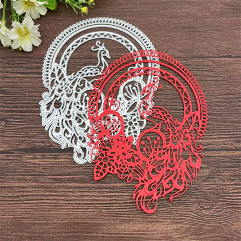 Wreath Peacock lace frame background Metal Cutting Dies Stencils For DIY Scrapbooking Decorative Embossing Handcraft Template