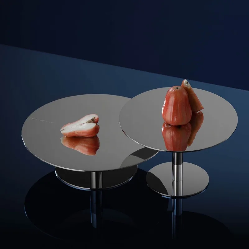 

Home streamer fine polishing stainless steel high-footed snack plate soft decoration jewelry metal fruit plate