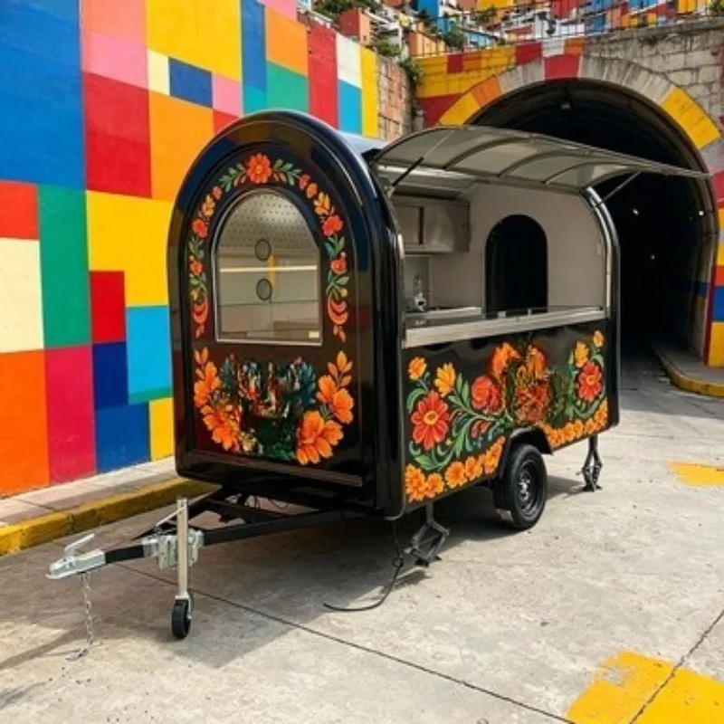 

Mobile Food Cart Hand Push for Night Market Snacks Ice Cream Vending