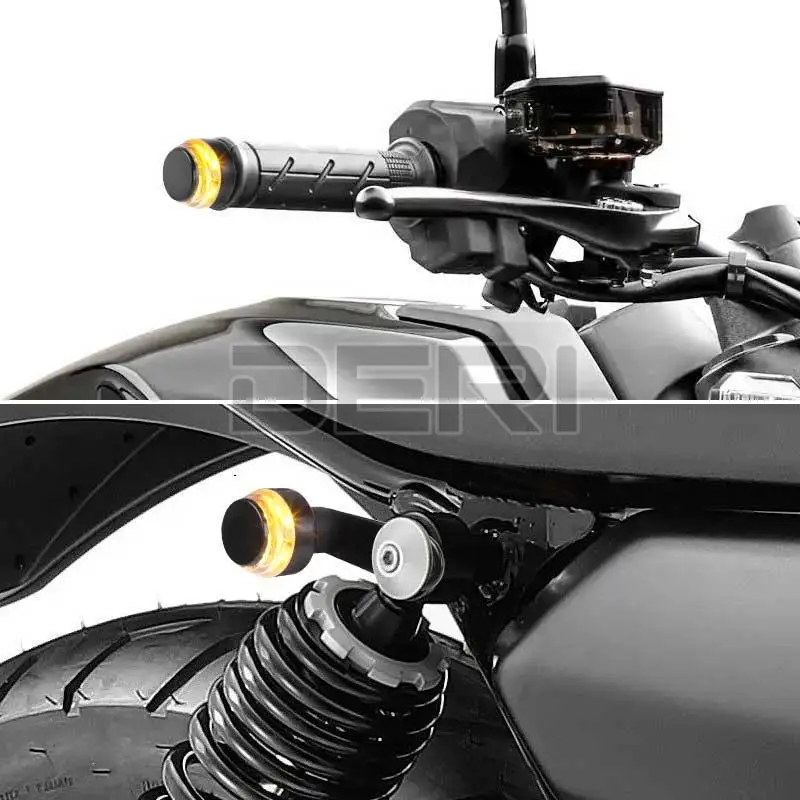 LED Turn Signals para a motocicleta Handle Bar, End Blinker, 22mm Handlebar, Amber Grip Plug, luz de sinal, lâmpada intermitente