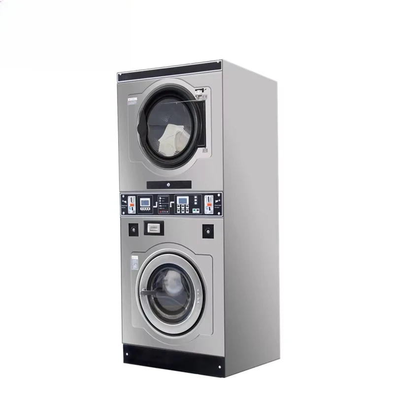 All in One Laundry Equipment Affordable Commercial Coin/card Operated Double-deck Laundry Washer and Dryer