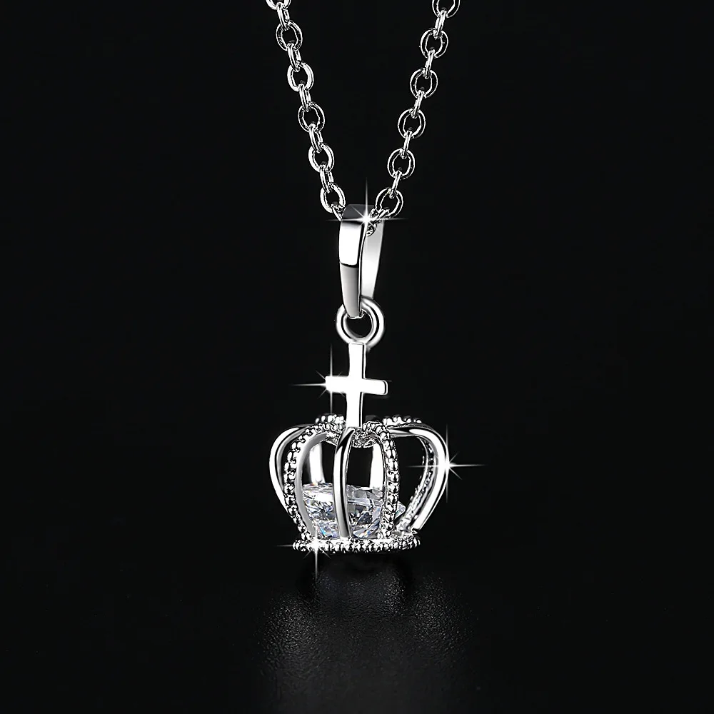 Fashion Geometric Circle Necklace Silver Diamond Crown Necklace for Women Birthday Graduation Party Jewelry Gifts