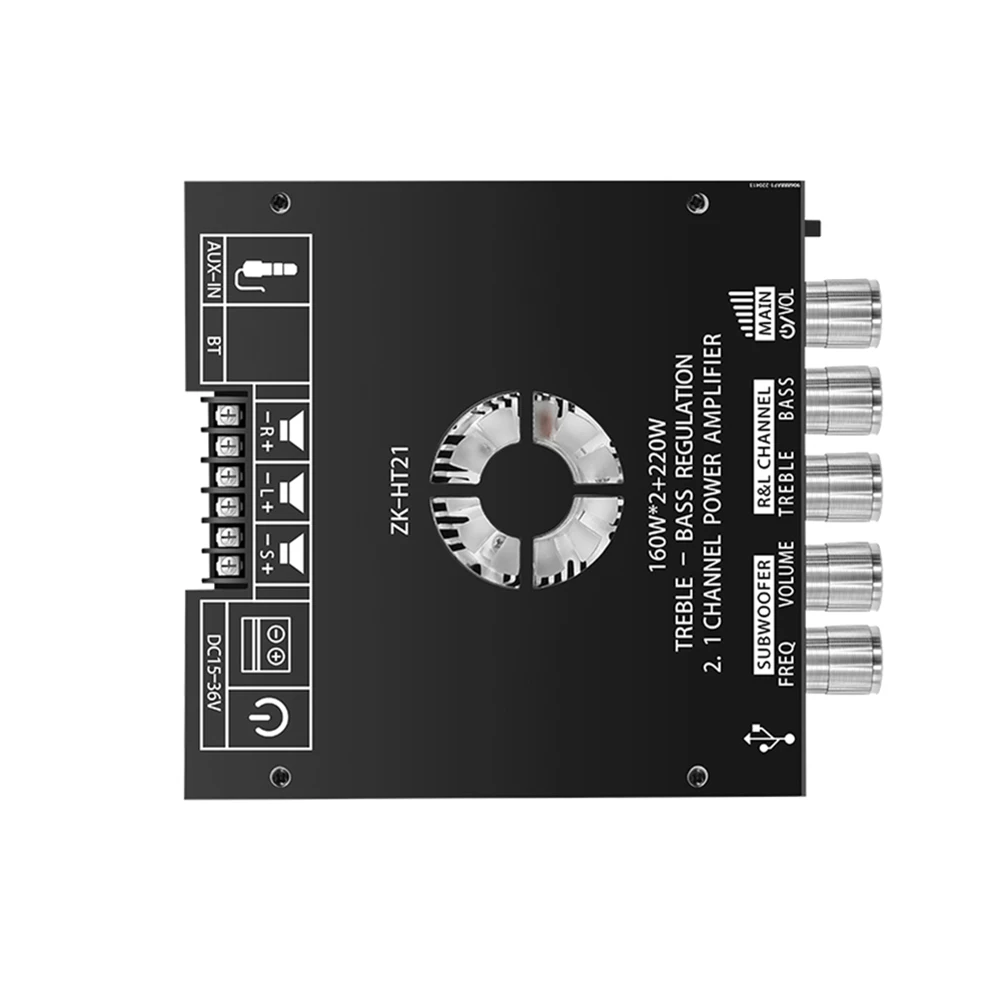 

ZK-HT21 Amplifier Board Module 160WX2+220W TDA7498E Digital Power Amplifier Board Module 2.1 Channel HiFi Bluetooth-Compatible